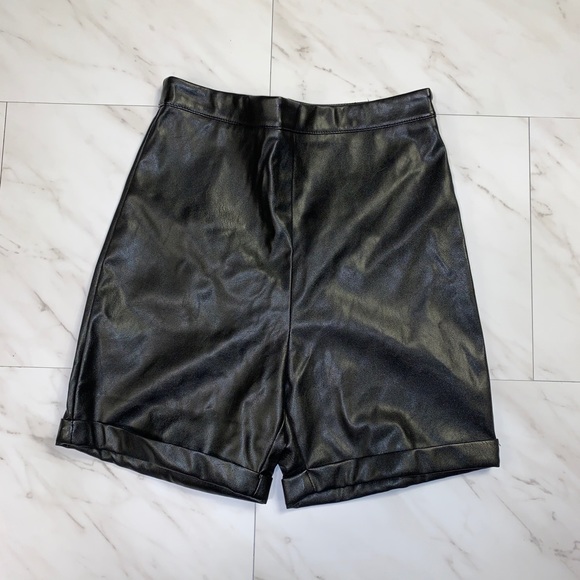Honey Punch Pants - Faux Leather High Waisted Shorts